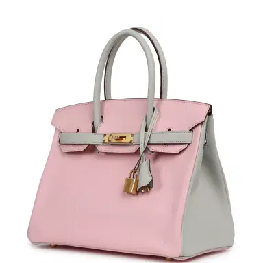 HERMÈS Hermes Special Order (HSS) Birkin 30 Rose Sakura, Gris Perle Chevre Mysore Gold Hardware | Thumbnail 5
