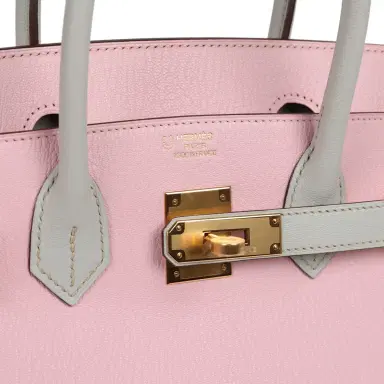HERMÈS Hermes Special Order (HSS) Birkin 30 Rose Sakura, Gris Perle Chevre Mysore Gold Hardware | Thumbnail 7