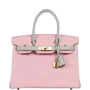 HERMÈS Hermes Special Order (HSS) Birkin 30 Rose Sakura, Gris Perle Chevre Mysore Gold Hardware | Thumbnail 1