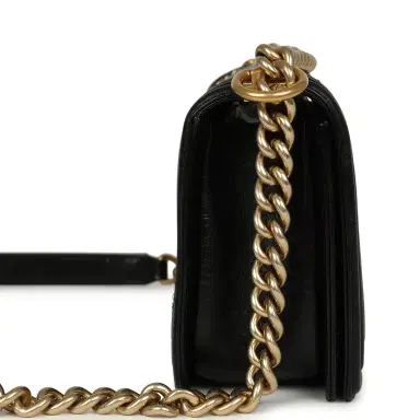 Chanel Pre-owned Chanel Medium Boy Bag Black Aged Calfskin Antique Gold Hardware | Thumbnail 3