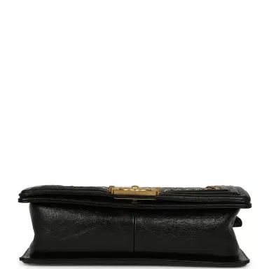 Chanel Pre-owned Chanel Medium Boy Bag Black Aged Calfskin Antique Gold Hardware | Thumbnail 6