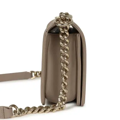 Chanel Pre-owned Chanel Medium Boy Bag Dark Beige Shiny Caviar Light Gold Hardware | Thumbnail 3