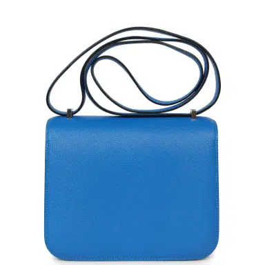 HERMÈS Pre-owned Hermes Constance 18 Bleu Hydra Chevre Mysore Palladium Hardware | Thumbnail 4 HERMÈS Pre-owned Hermes Constance 18 Bleu Hydra Chevre Mysore Palladium Hardware | Thumbnail 4