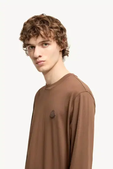 Moncler Leather Logo Long Sleeve Cotton T-shirt | Thumbnail 4