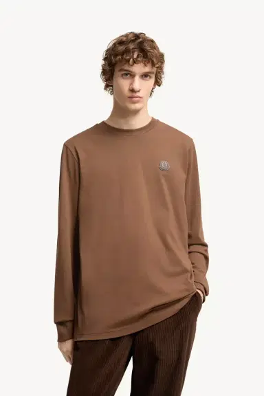 Moncler Leather Logo Long Sleeve Cotton T-shirt | Thumbnail 5