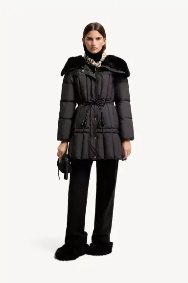 Moncler Solennel Shearling Trimmed Hooded Short Down Parka | Thumbnail 3