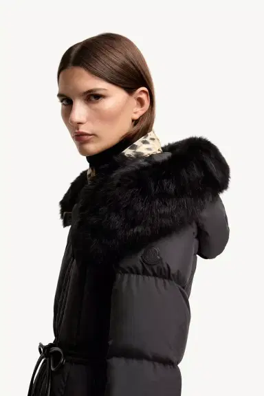 Moncler Solennel Shearling Trimmed Hooded Short Down Parka | Thumbnail 4