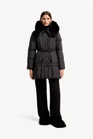 Moncler Solennel Shearling Trimmed Hooded Short Down Parka | Thumbnail 5