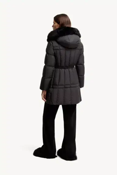 Moncler Solennel Shearling Trimmed Hooded Short Down Parka | Thumbnail 6