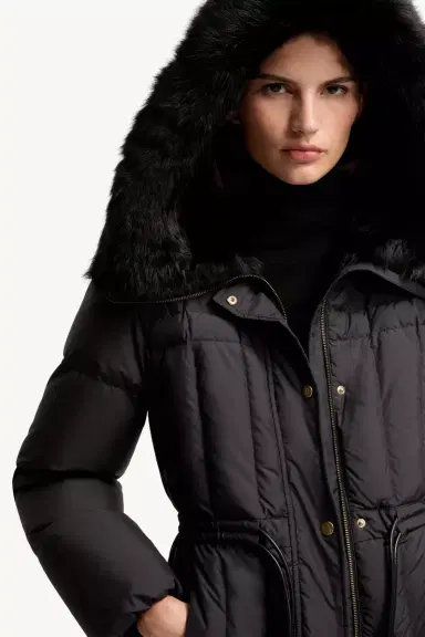 Moncler Solennel Shearling Trimmed Hooded Short Down Parka | Thumbnail 7