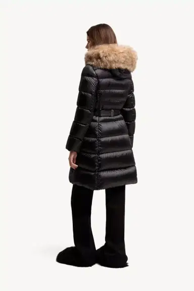 Moncler Leersies Shearling Trimmed Hooded Long Down Coat | Thumbnail 6
