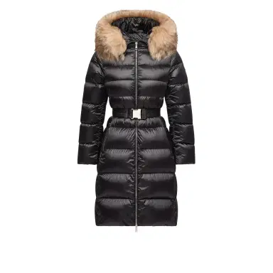 Moncler Leersies Shearling Trimmed Hooded Long Down Coat | Thumbnail 1