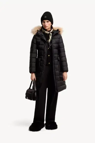 Moncler Khloesse Shearling-trimmed Hooded Long Down Jacket | Thumbnail 3