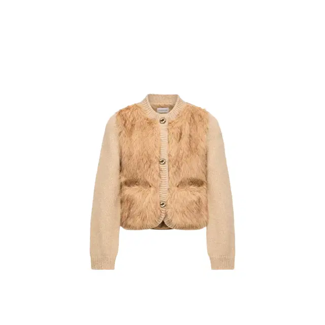 Alpaca & Wool Blend Padded Cardigan