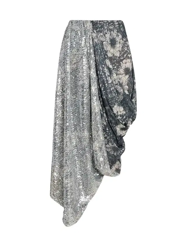 Maison Margiela Women's Sequin Floral Draped Midi-Skirt