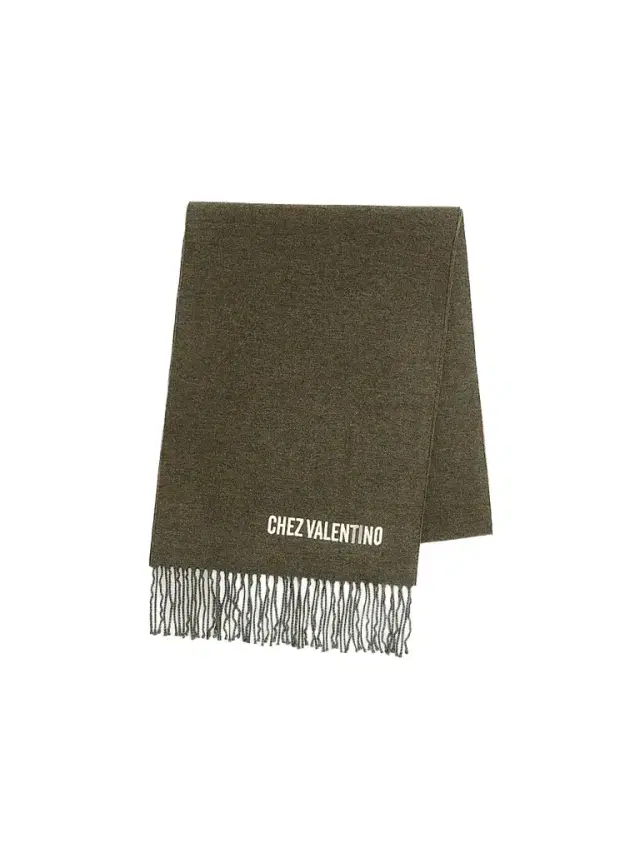 Valentino Men's Wool Scarf with Chez Embroidery