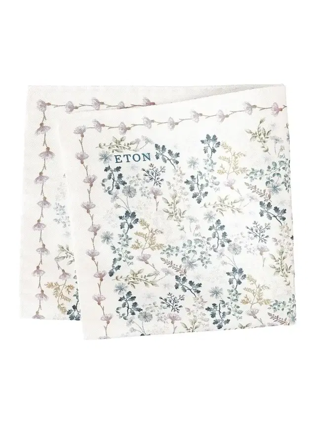 Eton Men's Botanical Print Silk Pocket Square