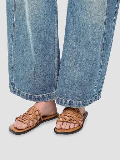 Loewe Women's Petal Anagram Leather Slides | Thumbnail 5