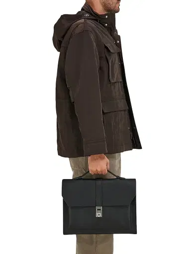 Ferragamo Men's Hug Leather Briefcase | Thumbnail 2