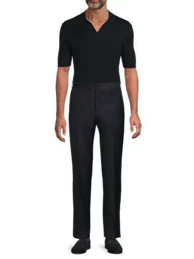 Giorgio Armani Men's Crease-Front Virgin Wool Trousers | Thumbnail 2 Giorgio Armani Men's Crease-Front Virgin Wool Trousers | Thumbnail 2