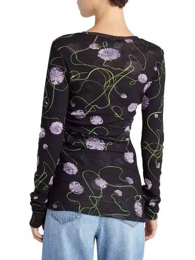Stella McCartney Women's Twisted Floral Mesh Long-Sleeve Top | Thumbnail 4