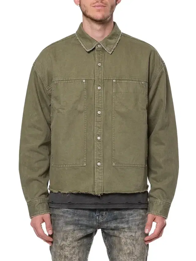 Purple Brand Men's Cotton Twill Crop Shirt Jacket