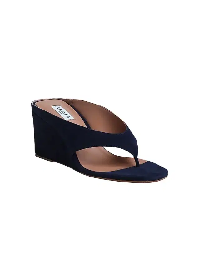 Alaïa Women's 75MM Slip-On Suede Wedge Sandals