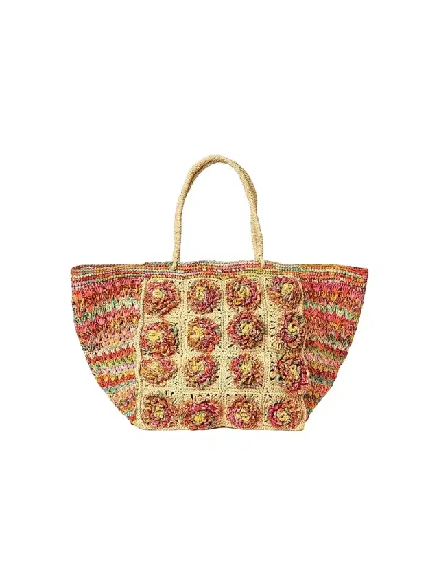 BTB Los Angeles Women's Hazel Floral Woven Raffia Tote Bag