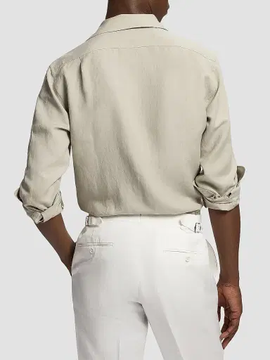 Ralph Lauren Purple Label Men's Silk-Linen Button-Front Shirt | Thumbnail 3