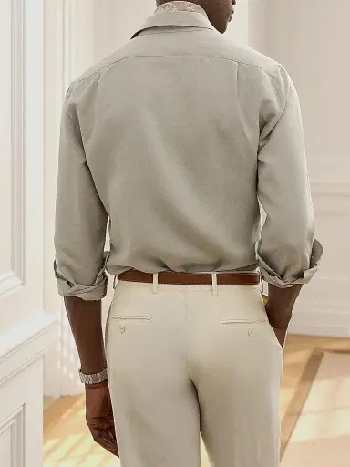 Ralph Lauren Purple Label Men's Silk-Linen Button-Front Shirt | Thumbnail 8