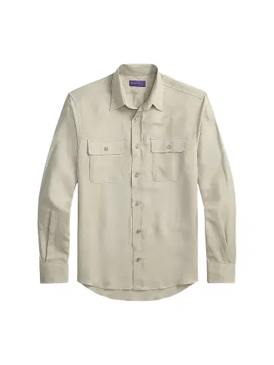 Ralph Lauren Purple Label Men's Silk-Linen Button-Front Shirt | Thumbnail 1