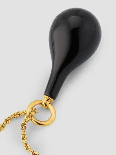 TOTEME Women's Medium 24K-Gold-Plated, Onyx & Swarovski Crystal Drop Necklace | Thumbnail 4
