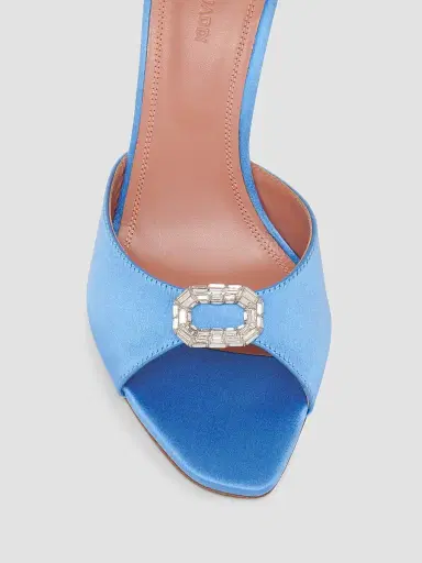 Amina Muaddi Women's Camelia 95MM Crystal-Embellished Satin Sandals | Thumbnail 5