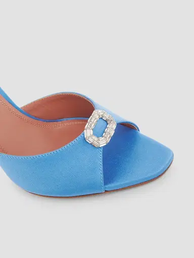 Amina Muaddi Women's Camelia 95MM Crystal-Embellished Satin Sandals | Thumbnail 6