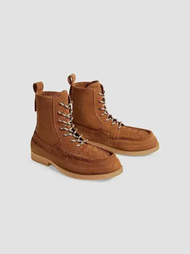Bottega Veneta Men's Pier Intrecciato Suede Ankle Boots | Thumbnail 2