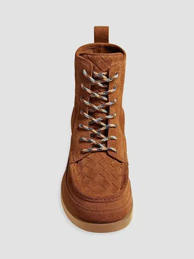 Bottega Veneta Men's Pier Intrecciato Suede Ankle Boots | Thumbnail 4