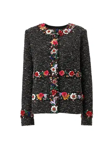 Carolina Herrera Women's 3D Floral Bouclé Long-Sleeve Jacket | Thumbnail 1