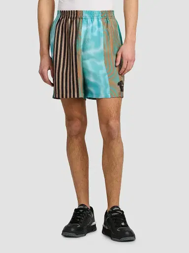 Versace Men's Floating Printed Silk Twill Shorts | Thumbnail 3