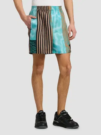 Versace Men's Floating Printed Silk Twill Shorts | Thumbnail 4