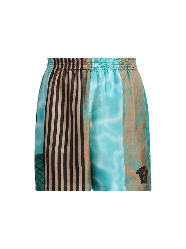 Versace Men's Floating Printed Silk Twill Shorts