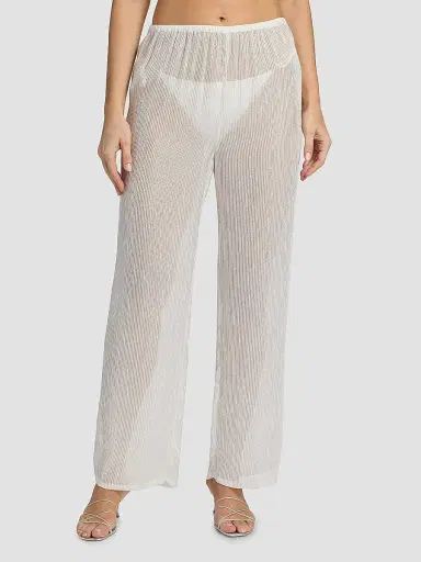 Milly Women's Celina Pinstriped Sheer Cover-Up Pants | Thumbnail 3
