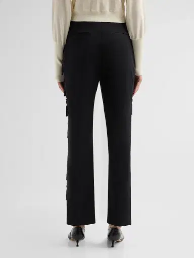 Lela Rose Women's Tassel Embroidered Stretch Cotton Demi Pants | Thumbnail 3 Lela Rose Women's Tassel Embroidered Stretch Cotton Demi Pants | Thumbnail 3