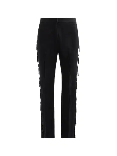 Lela Rose Women's Tassel Embroidered Stretch Cotton Demi Pants | Thumbnail 1 Lela Rose Women's Tassel Embroidered Stretch Cotton Demi Pants | Thumbnail 1