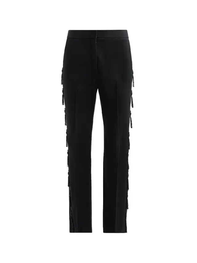 Lela Rose Women's Tassel Embroidered Stretch Cotton Demi Pants