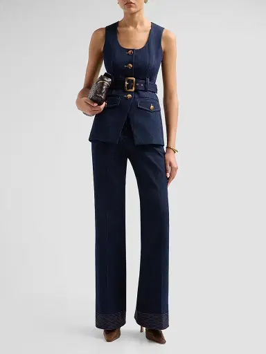 Veronica Beard Women's Lancelor Denim High-Rise Wide-Leg Pants | Thumbnail 2