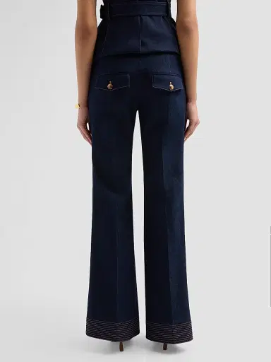 Veronica Beard Women's Lancelor Denim High-Rise Wide-Leg Pants | Thumbnail 3