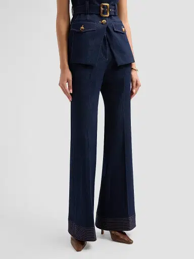 Veronica Beard Women's Lancelor Denim High-Rise Wide-Leg Pants | Thumbnail 4