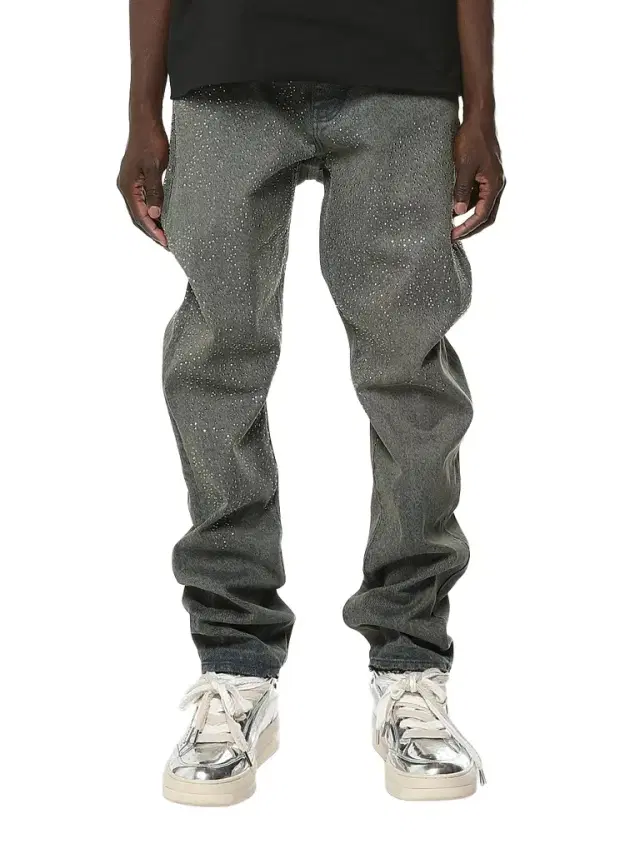 Purple Brand Men's Dirty Wash Cosmos Rhinestone Stacked Jeans