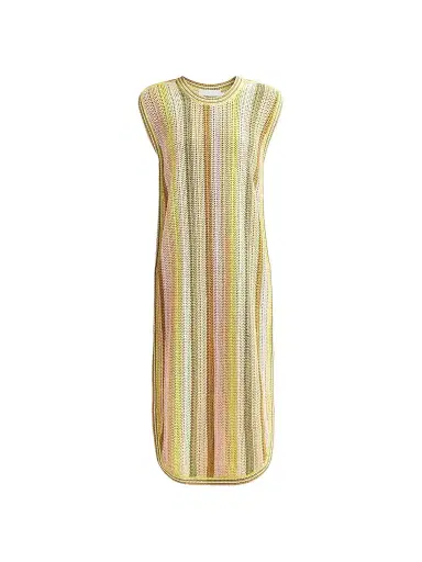 Zimmermann Women's Indra Striped Crochet Cotton Midi Dres | Thumbnail 1