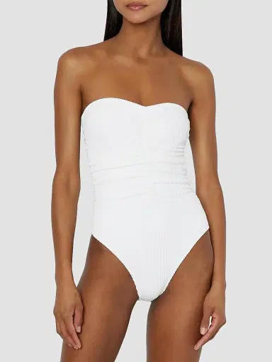 Milly Women's Textured Ruched Strapless One-Piece Swimsuit | Thumbnail 4 Milly Women's Textured Ruched Strapless One-Piece Swimsuit | Thumbnail 4